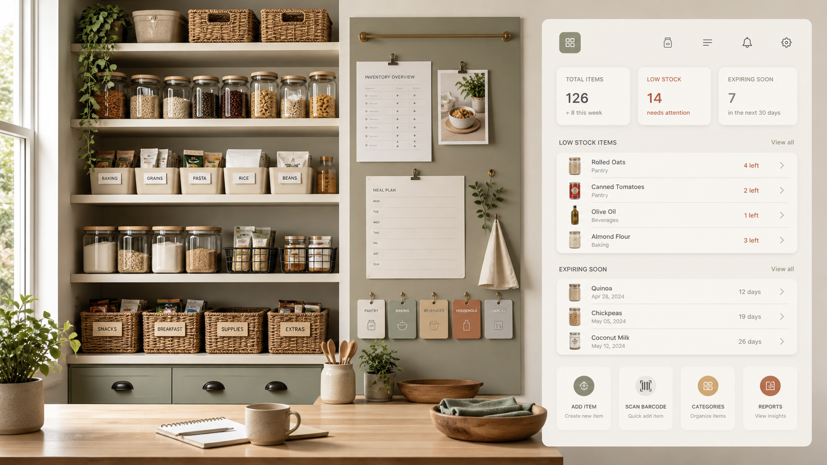 Pantry inventory dashboard workspace